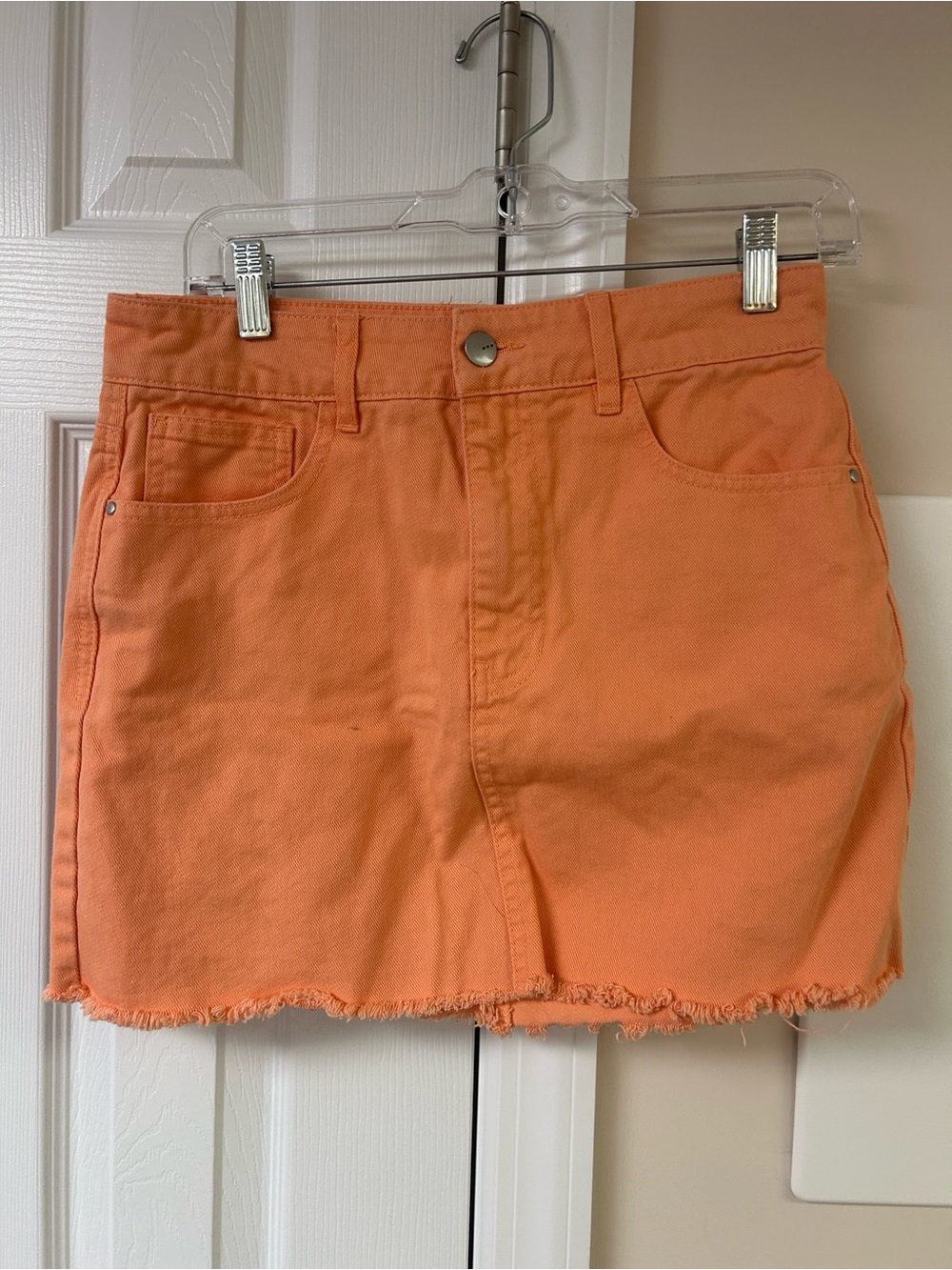 Tgla Orange Denim Mini Skirt